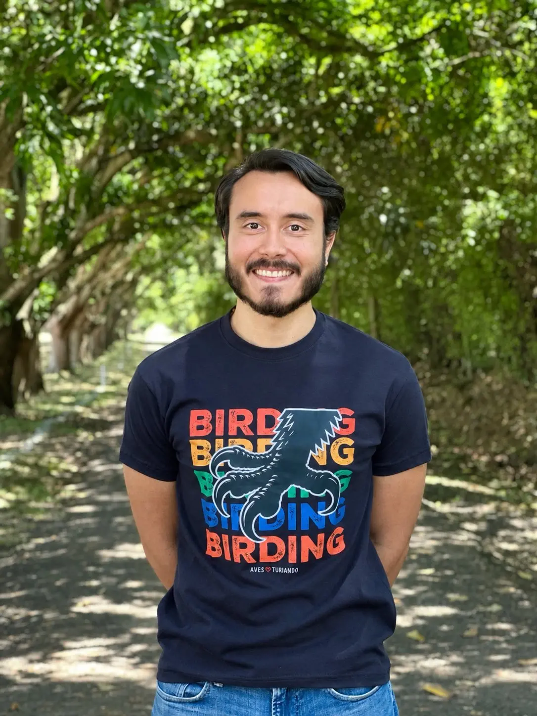 Camiseta birding hombre azul