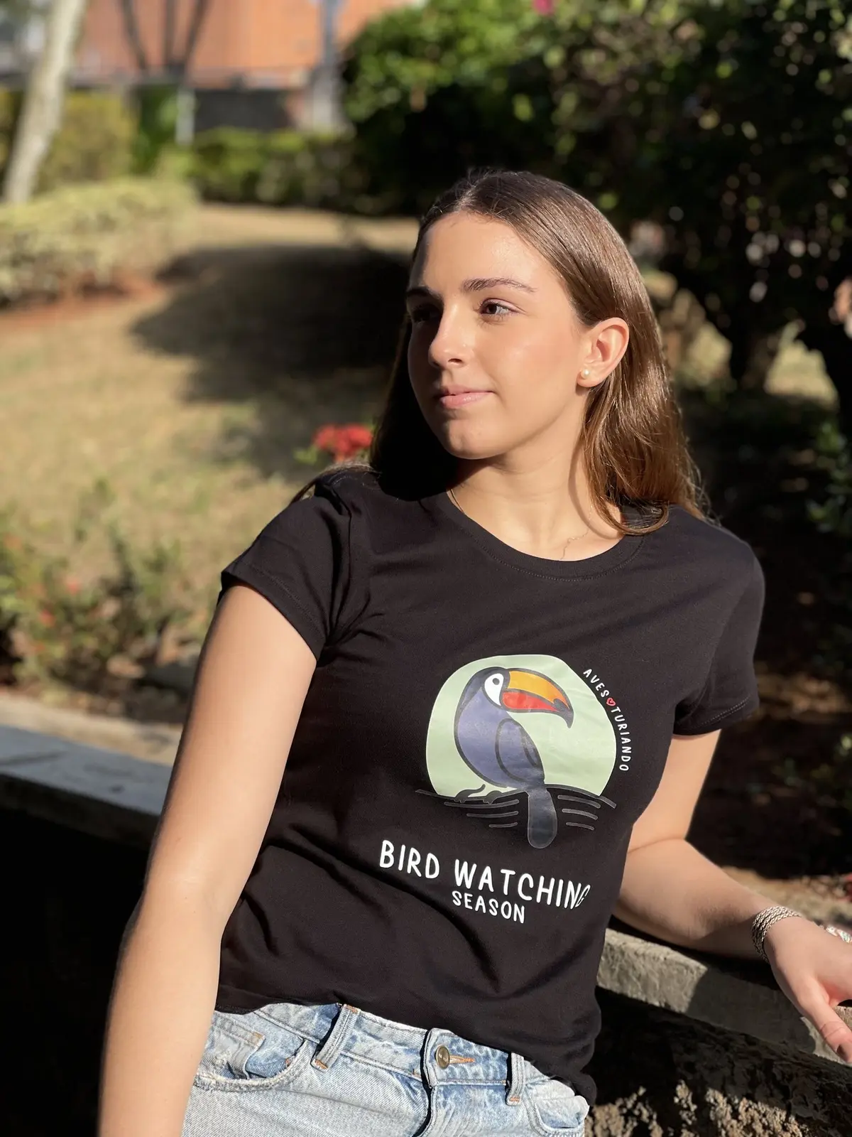 Camiseta birdwatching season mujer negra